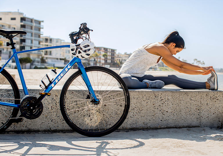 Fitness bike on path